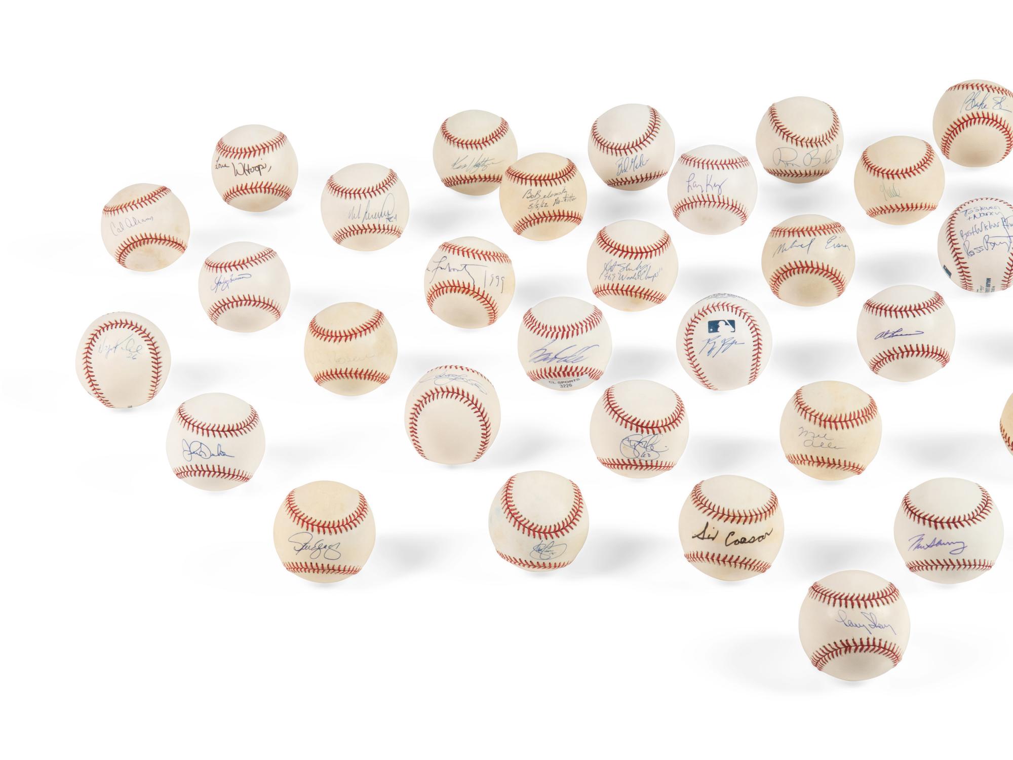 A Group of 44 Baseballs Signed by Jewish Notables,