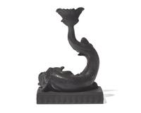 A Wedgwood Black Basalt Dolphin Candlestick