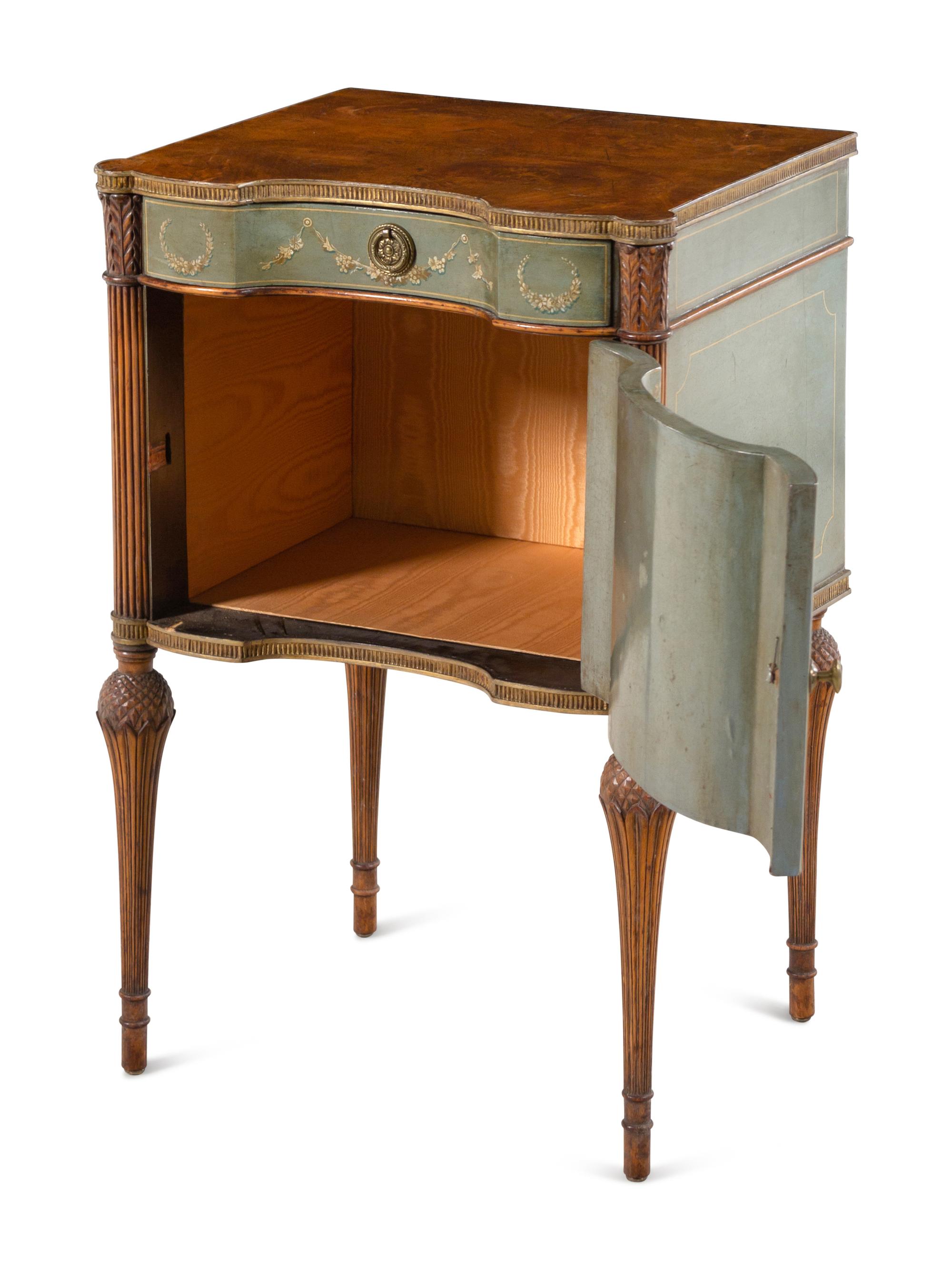A Continental Painted and Parcel Gilt End Table