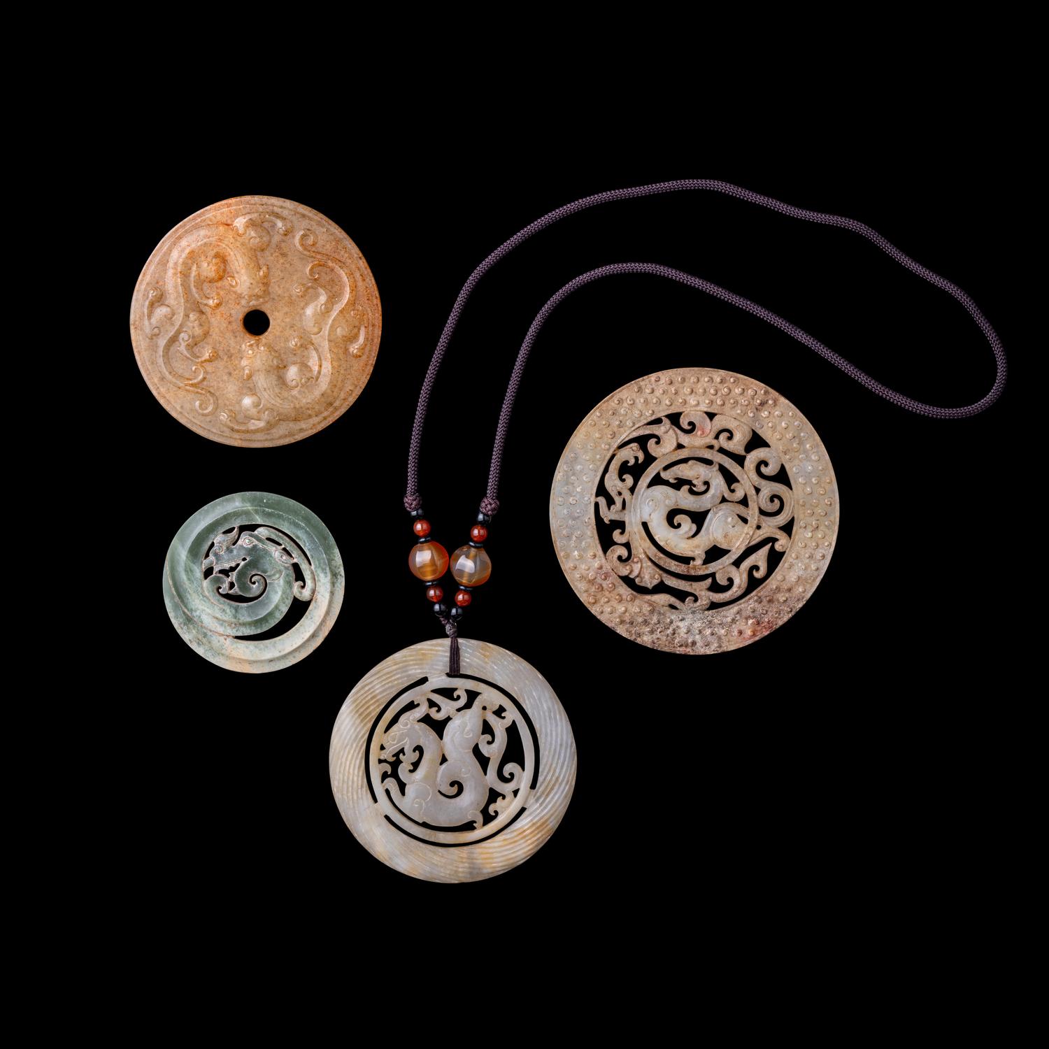 Four Chinese Archaic Style Jade Bi Discs