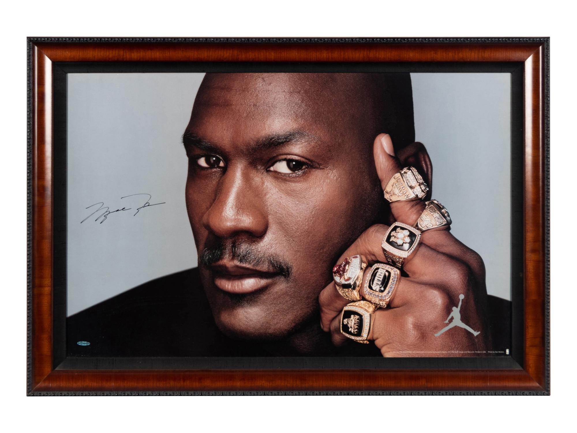 A Michael Jordan Signed Autograph Nike Jumpman Six Rings Poster (Upper Deck Authenticated),