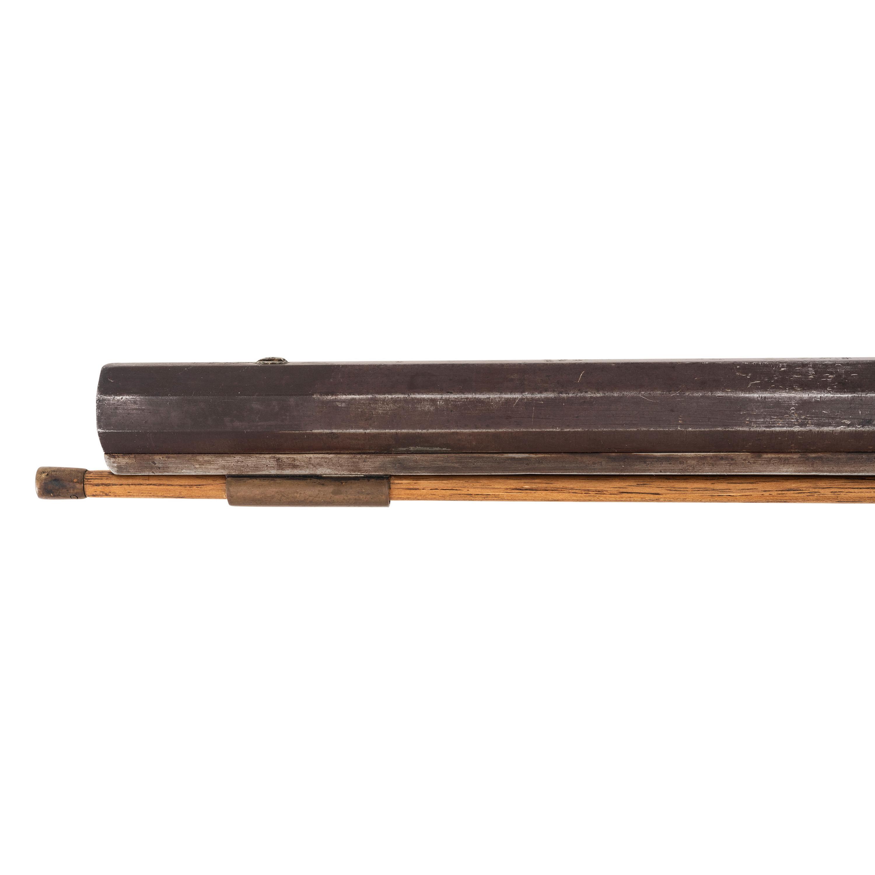 Percussion Plains Rifle with Brass Lock Marked Golcher & Butler Attributed to Tryon