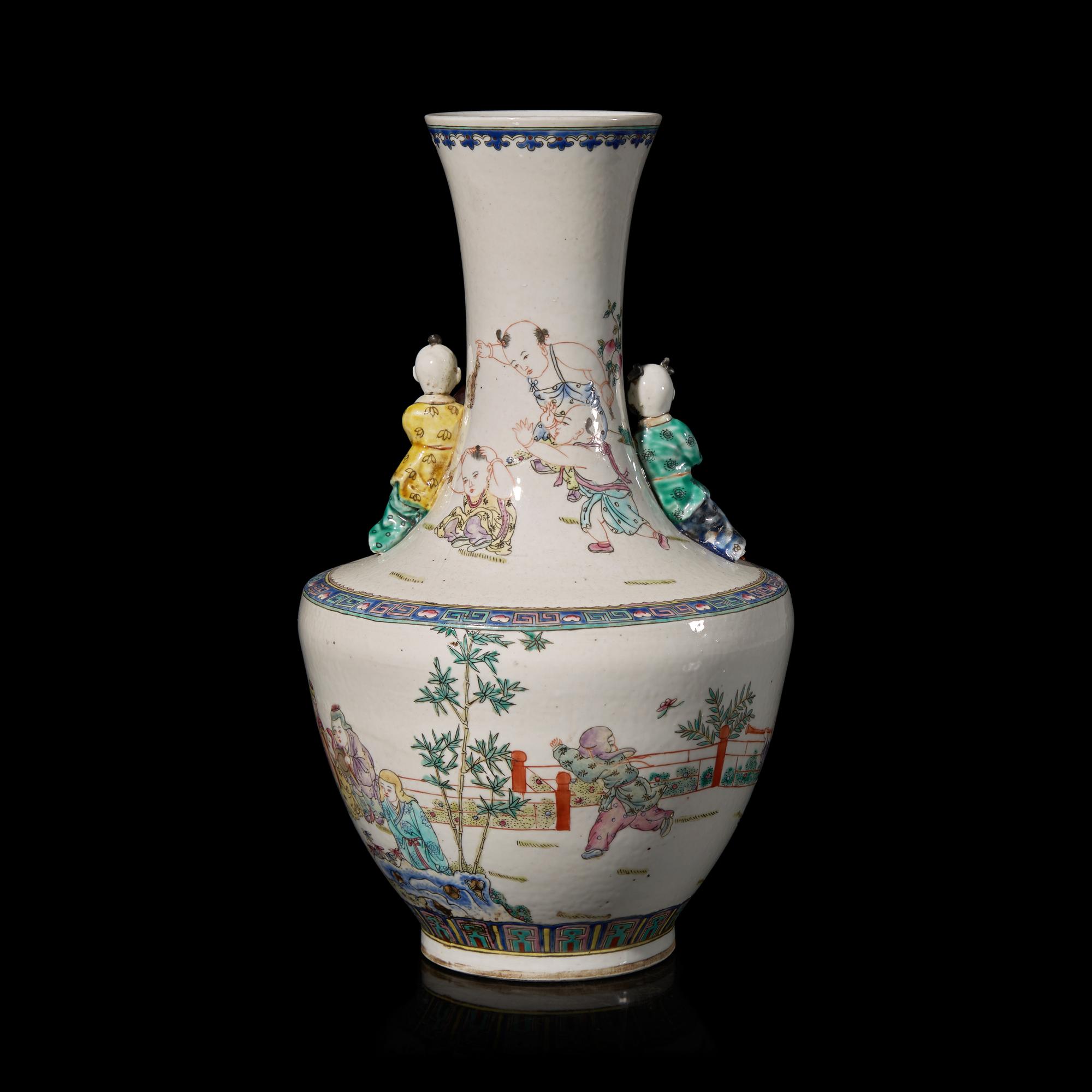 A Chinese Enameled Porcelain "Boys" Vase 粉彩童子圖賞瓶