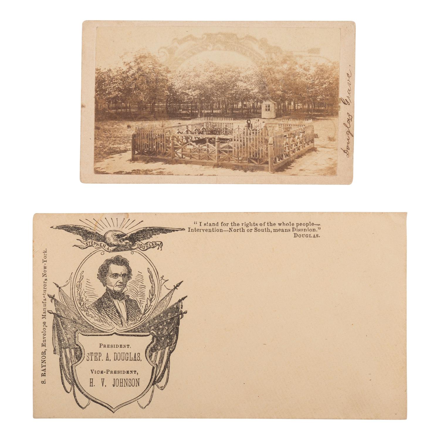 [Americana] (Douglas, Stephen A.) Group of Three Items, incl. Campaign Ferrotype