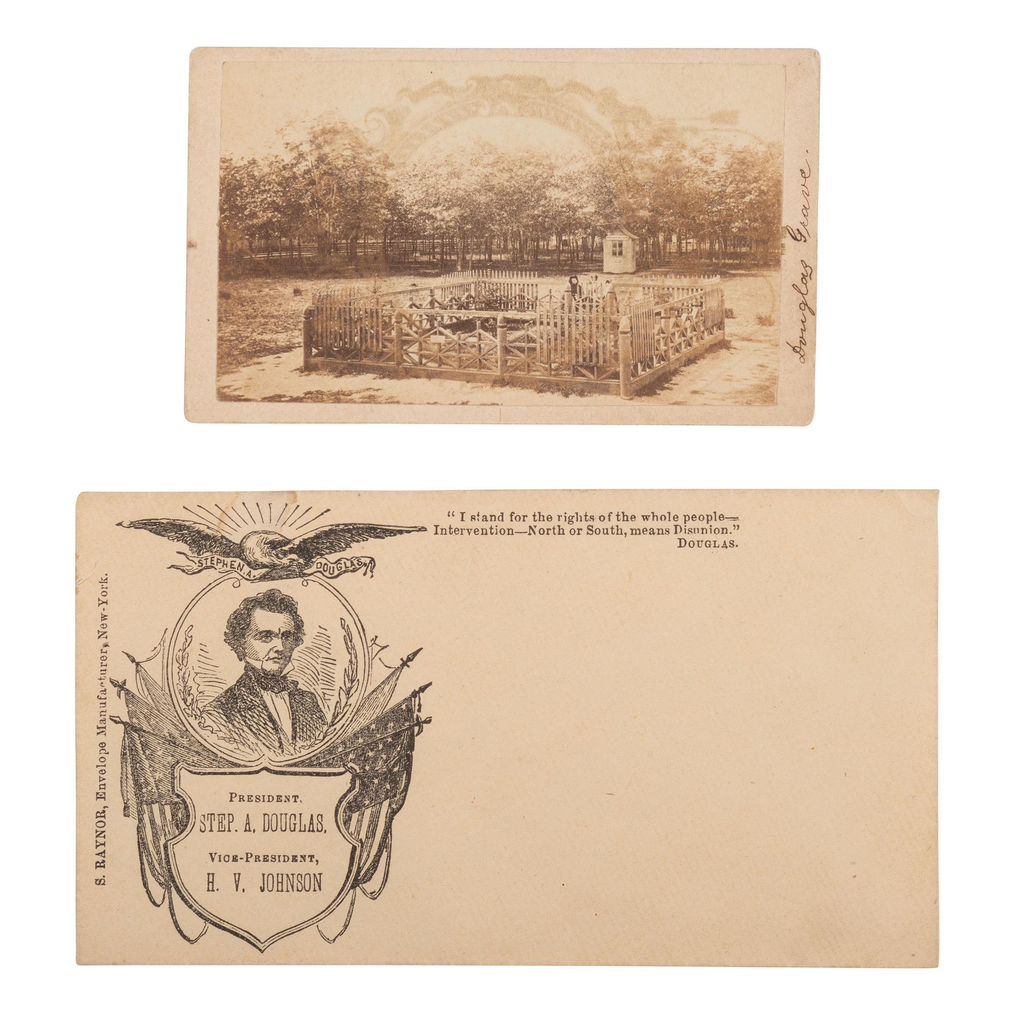 [Americana] (Douglas, Stephen A.) Group of Three Items, incl. Campaign Ferrotype