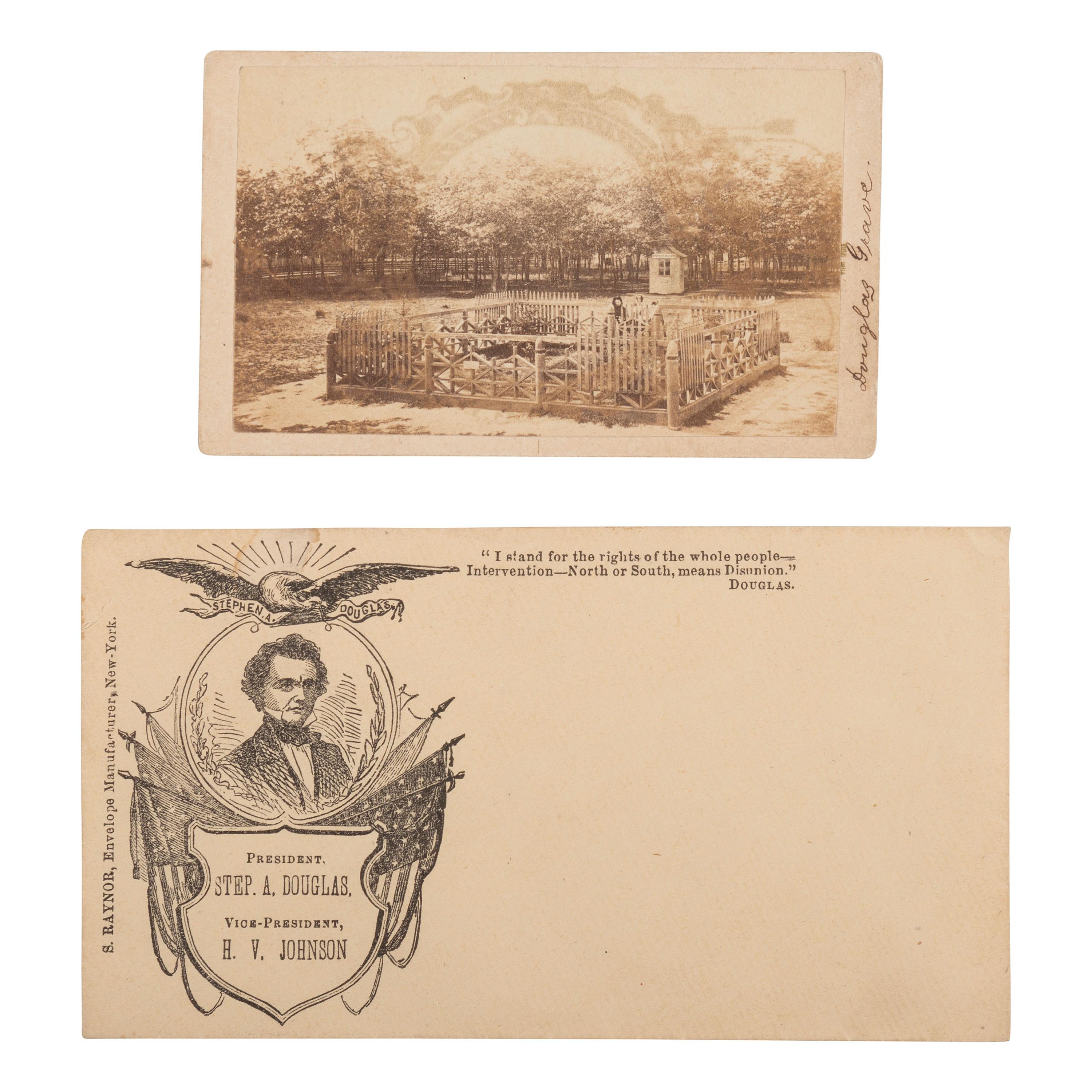 [Americana] (Douglas, Stephen A.) Group of Three Items, incl. Campaign Ferrotype