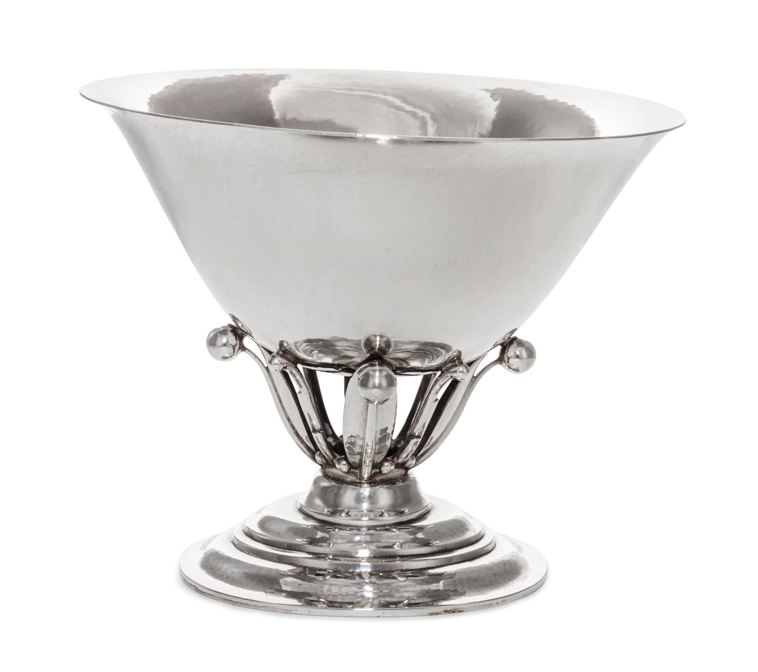 A Danish Silver Compote, Georg Jensen, Copenhagen, 1925-1932, no. 6, designed by Johan Rohde, having a circular bowl and an oval foot.