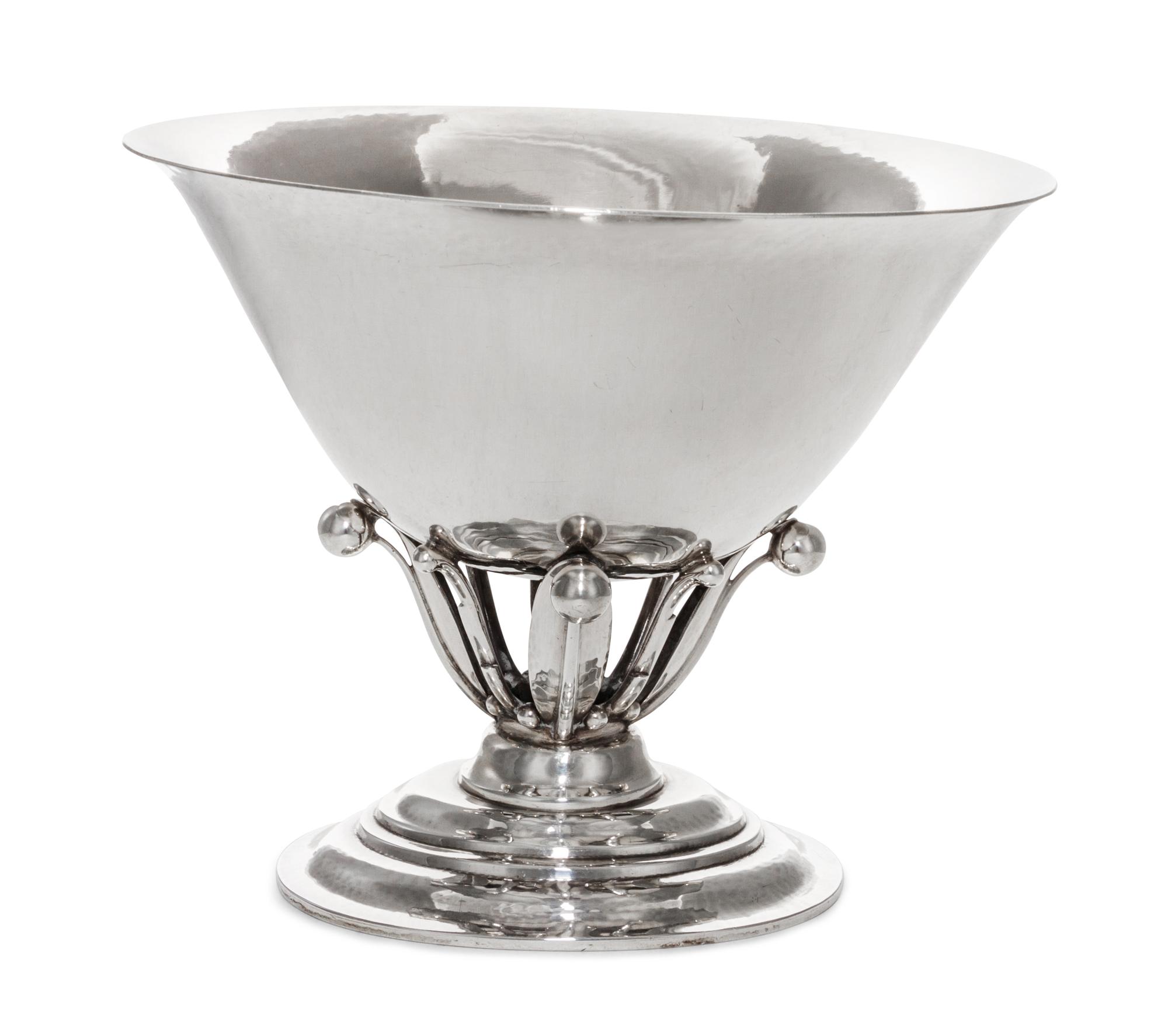 A Danish Silver Compote, Georg Jensen, Copenhagen, 1925-1932, no. 6, designed by Johan Rohde, having a circular bowl and an oval foot.
