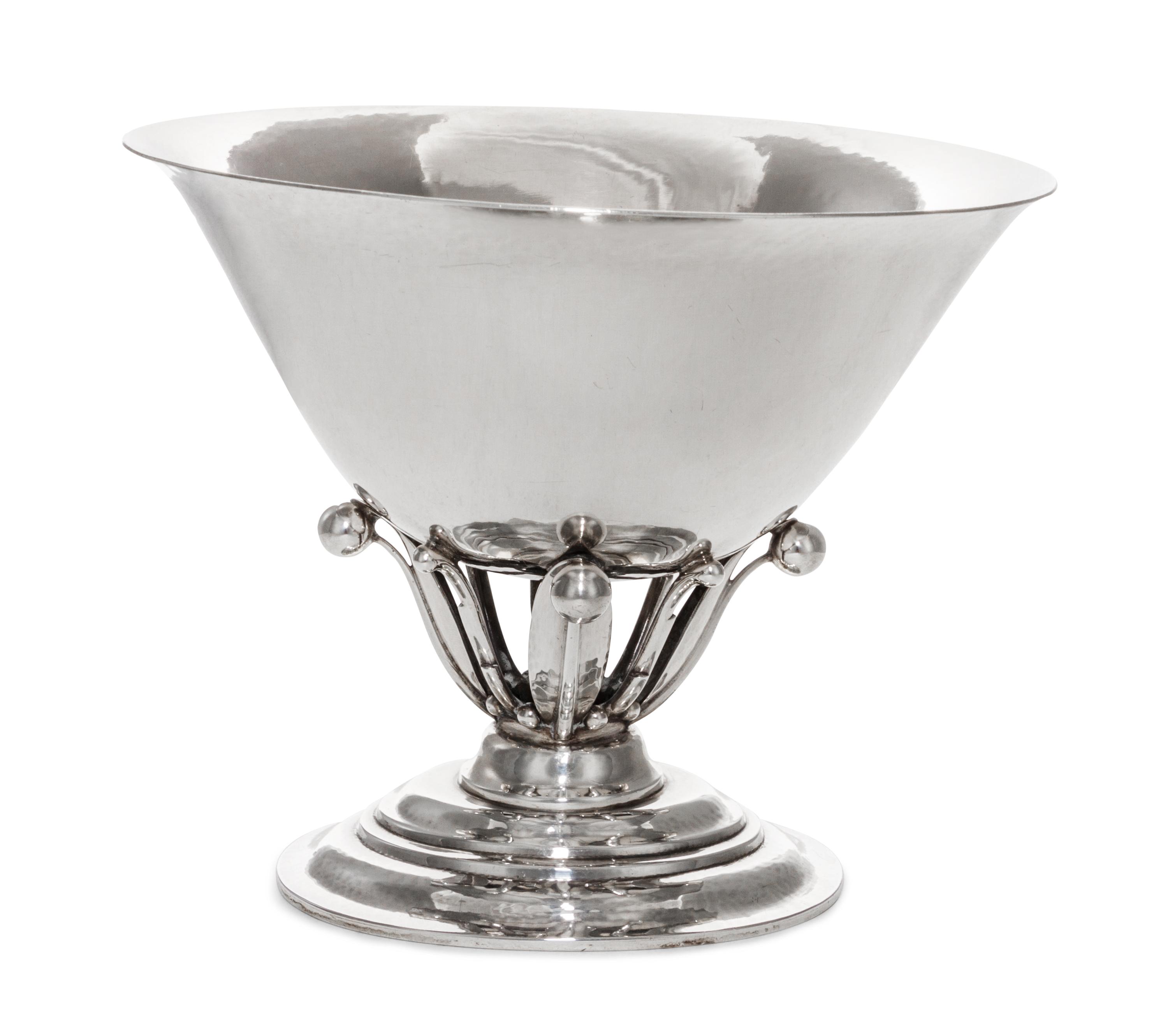 A Danish Silver Compote, Georg Jensen, Copenhagen, 1925-1932, no. 6, designed by Johan Rohde, having a circular bowl and an oval foot.