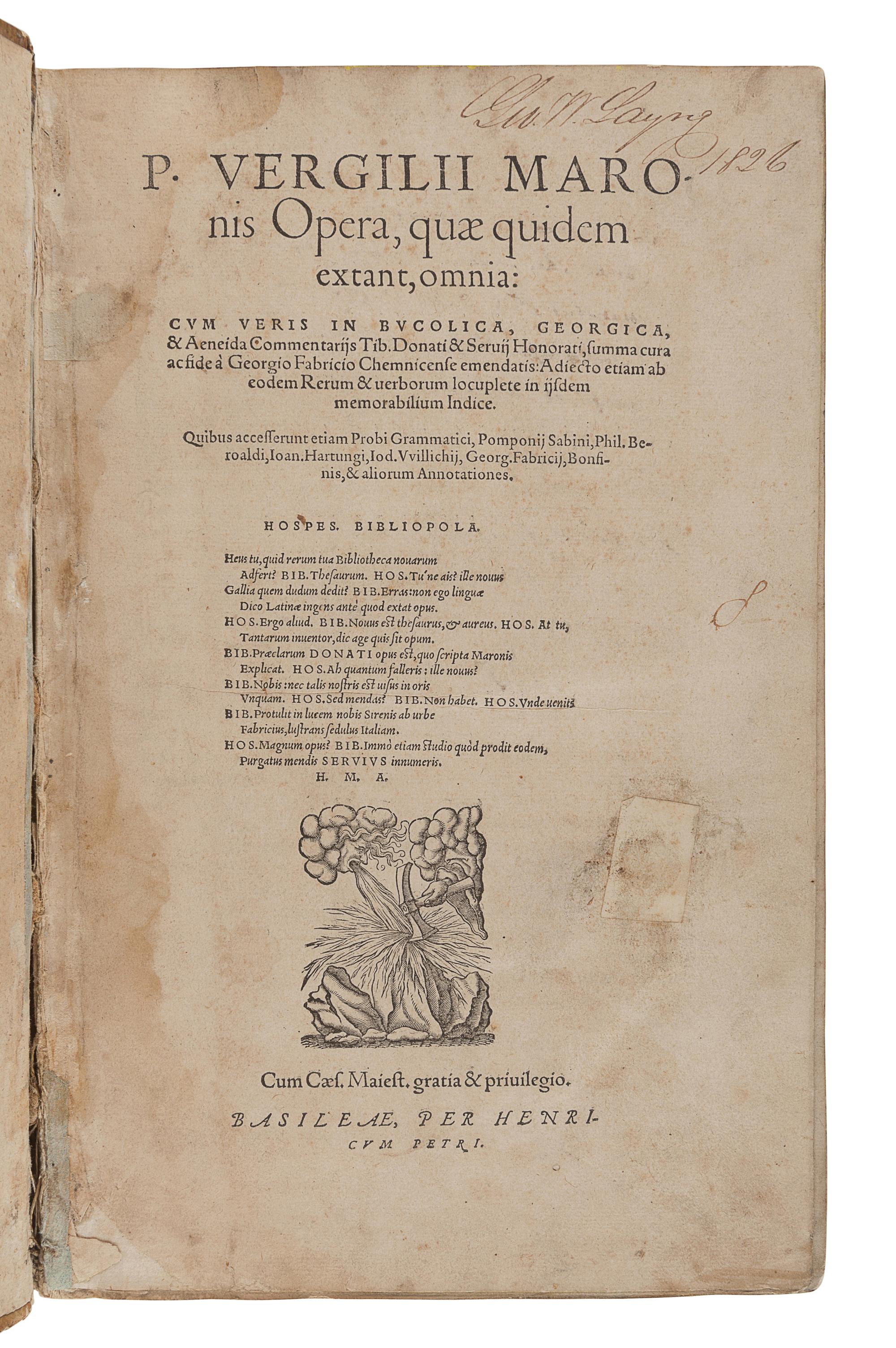 VERGILIUS MARO, Publius (70-19 B.C.). Opera, quae quidem extant, omnia. Basel: Henricum Petri, 1561.