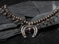 Navajo Silver Squash Blossom Necklace and Matching Earrings