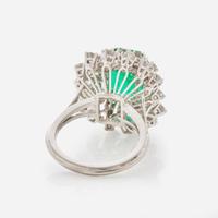 A Platinum, Emerald, and Diamond Ring