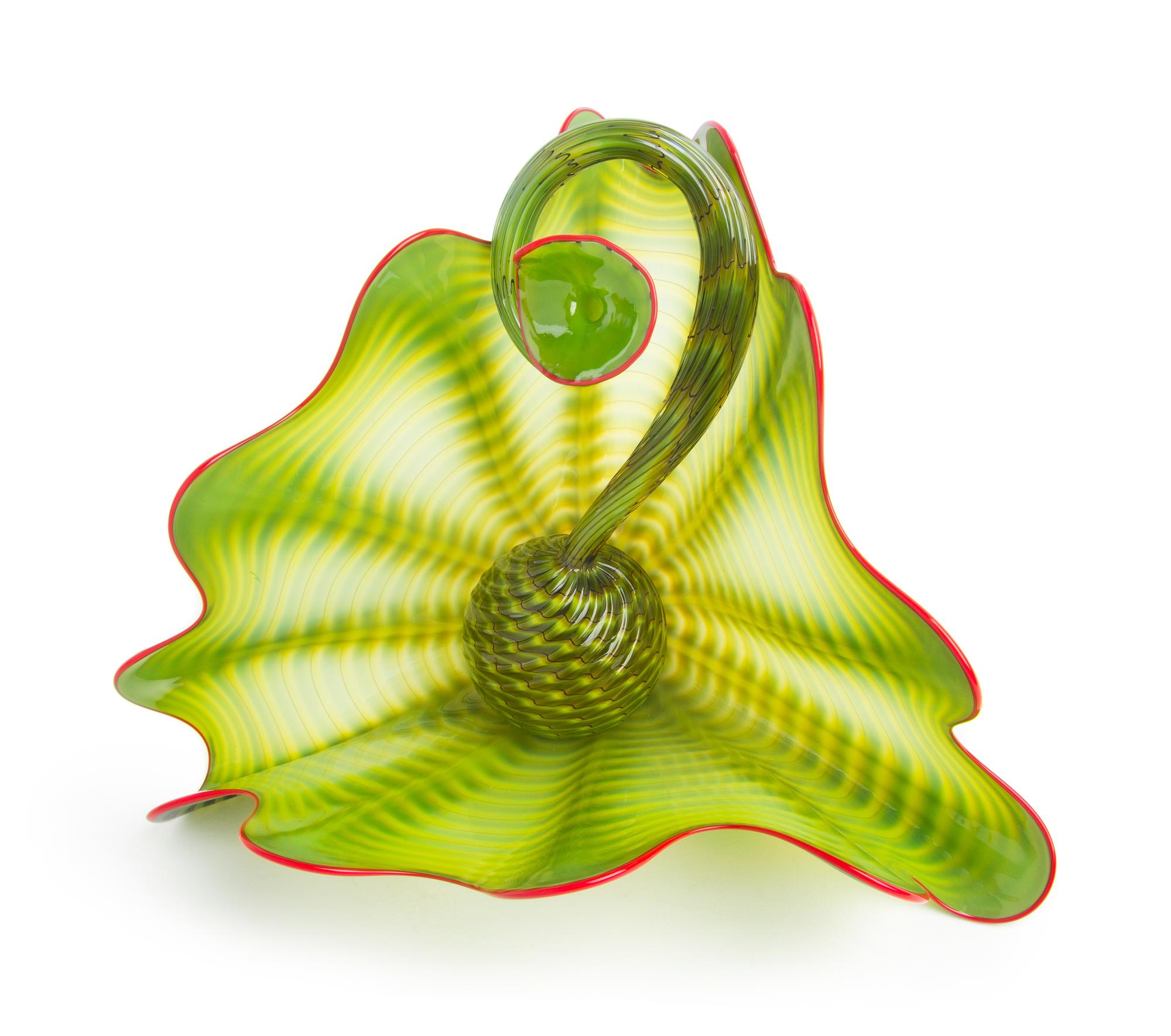 Dale Chihuly, (American, b. 1941), Two-Piece Persian Glass Set in Parrot Green, 2001, with a lucite case