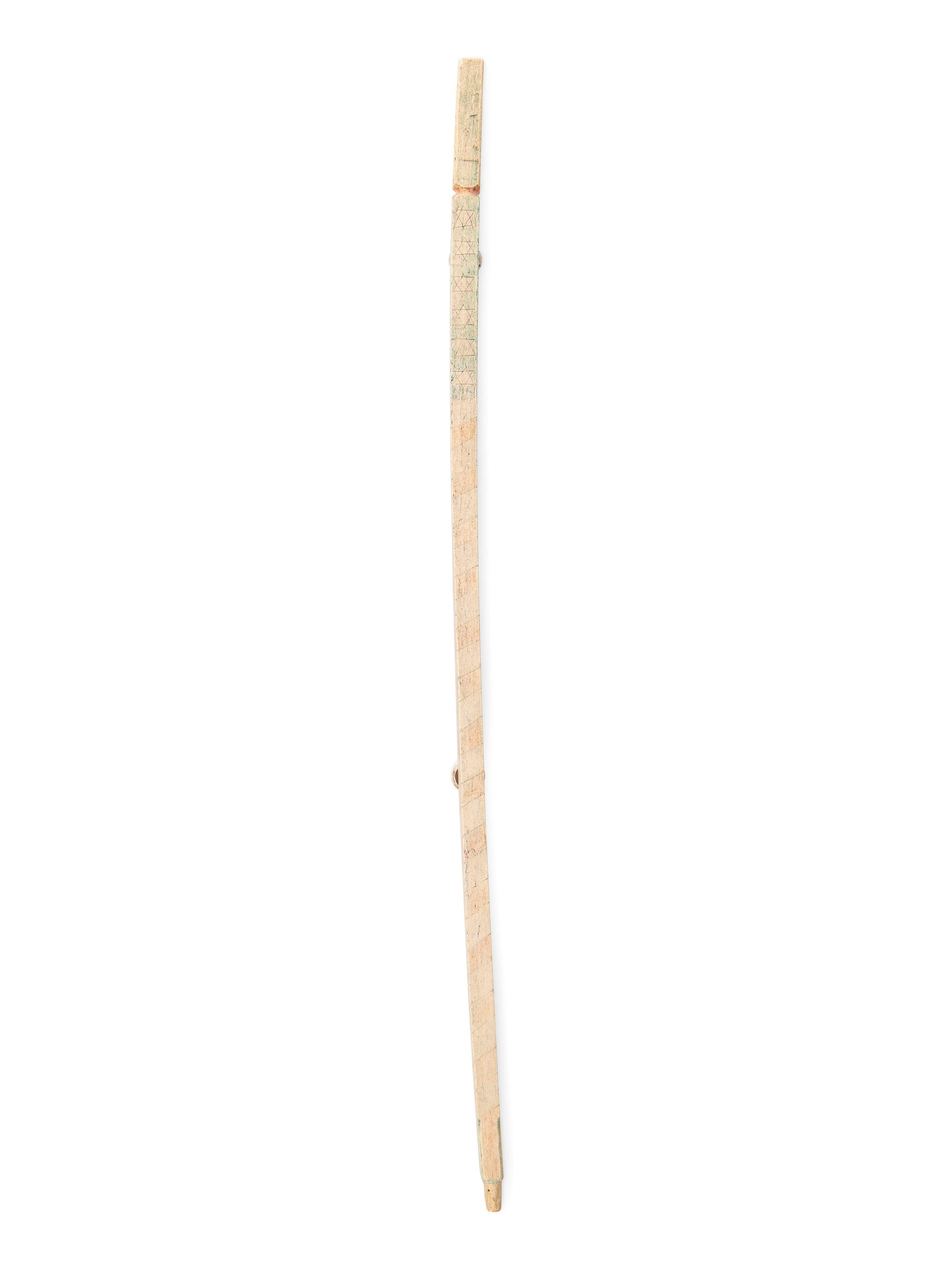 A Scrimshaw Incised and Painted Whale Bone American Flag Cane