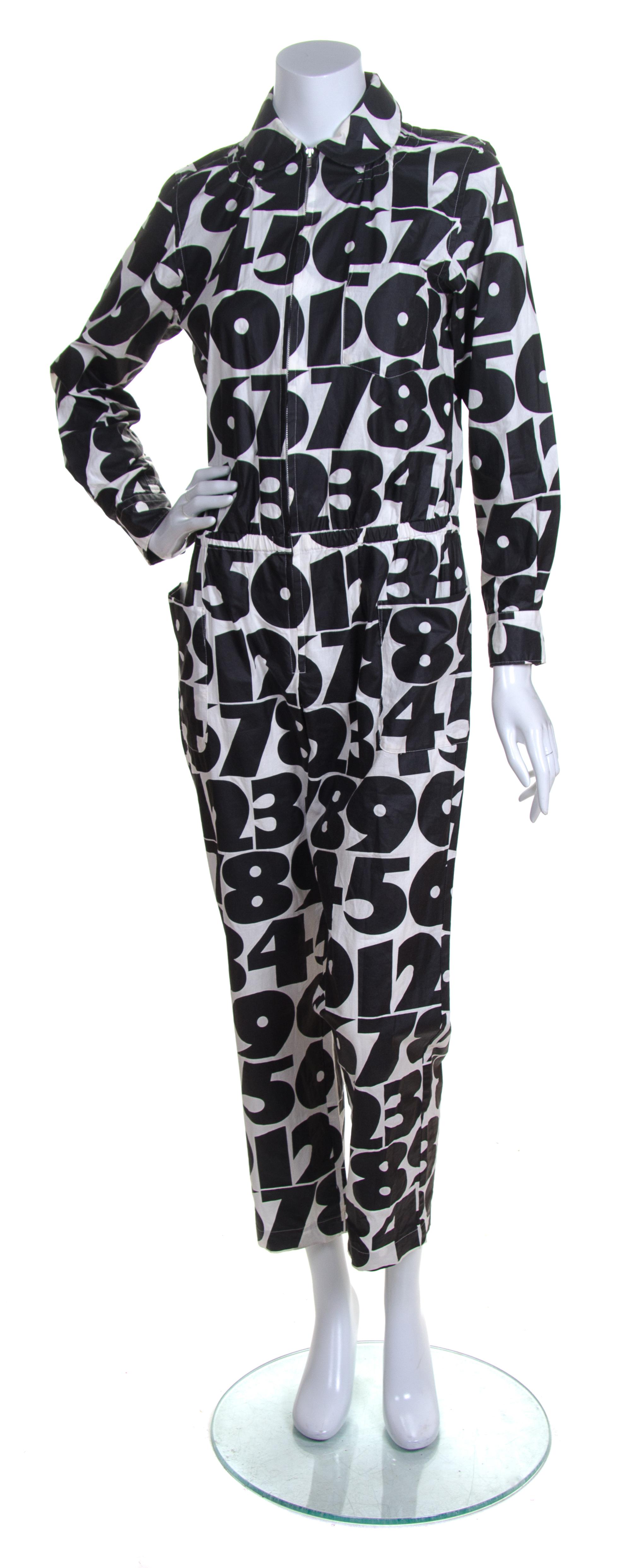 A Comme des Garcons Black and White Cotton Jumpsuit, Size M.