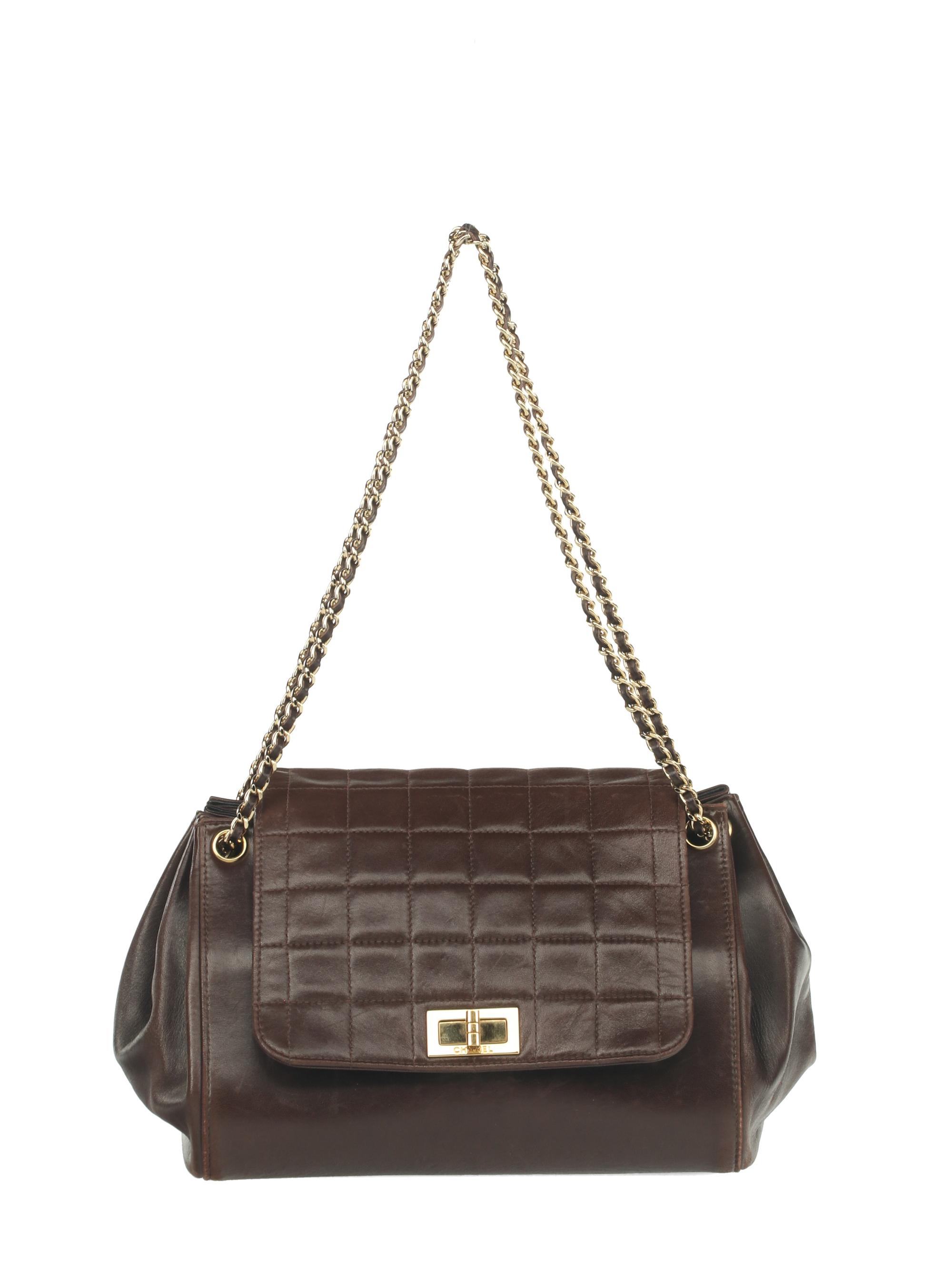 Chanel Chocolate Bar Accordion Bag in Brown Lambskin