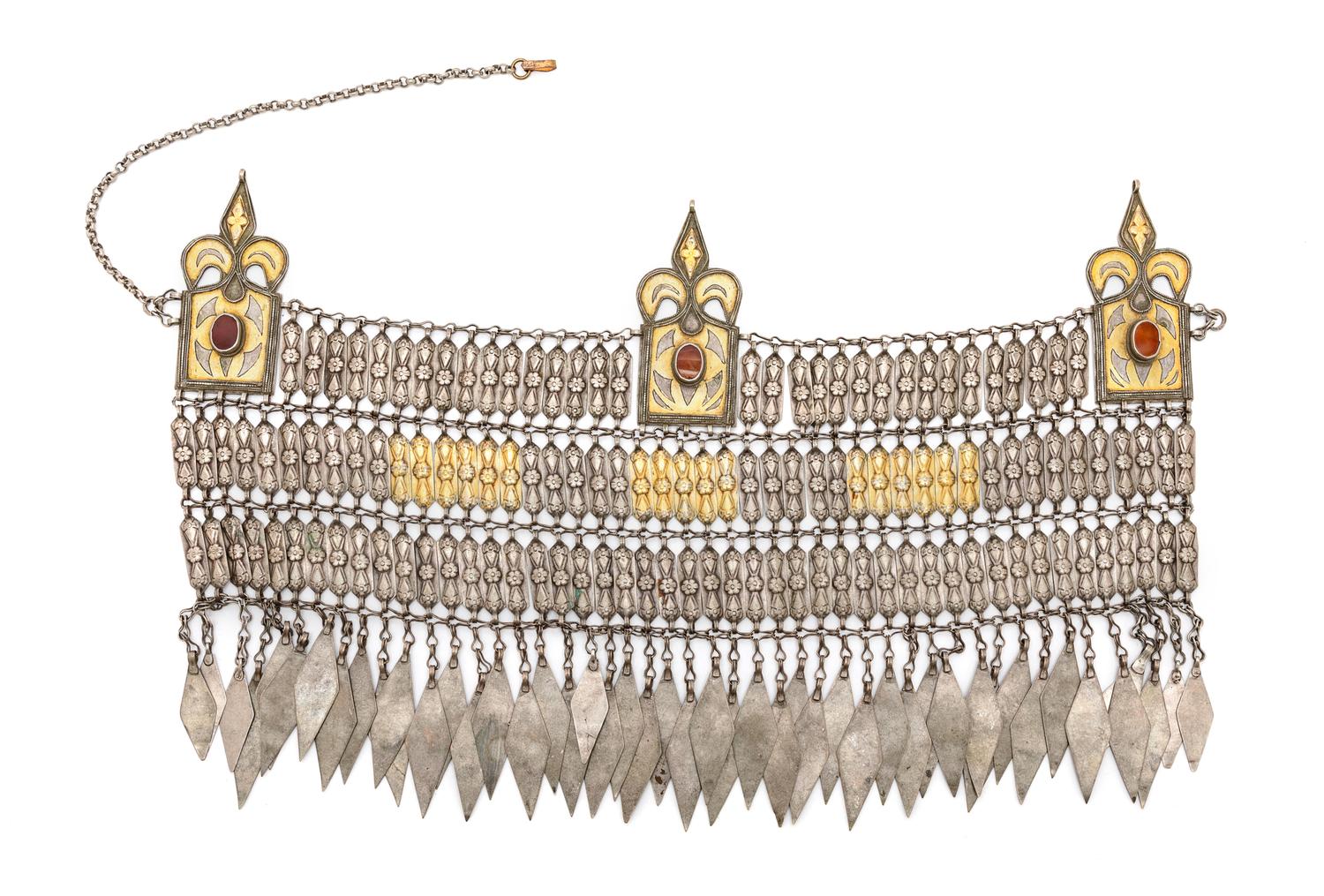 A Collection of Turkmen Jewelry and Head Pieces