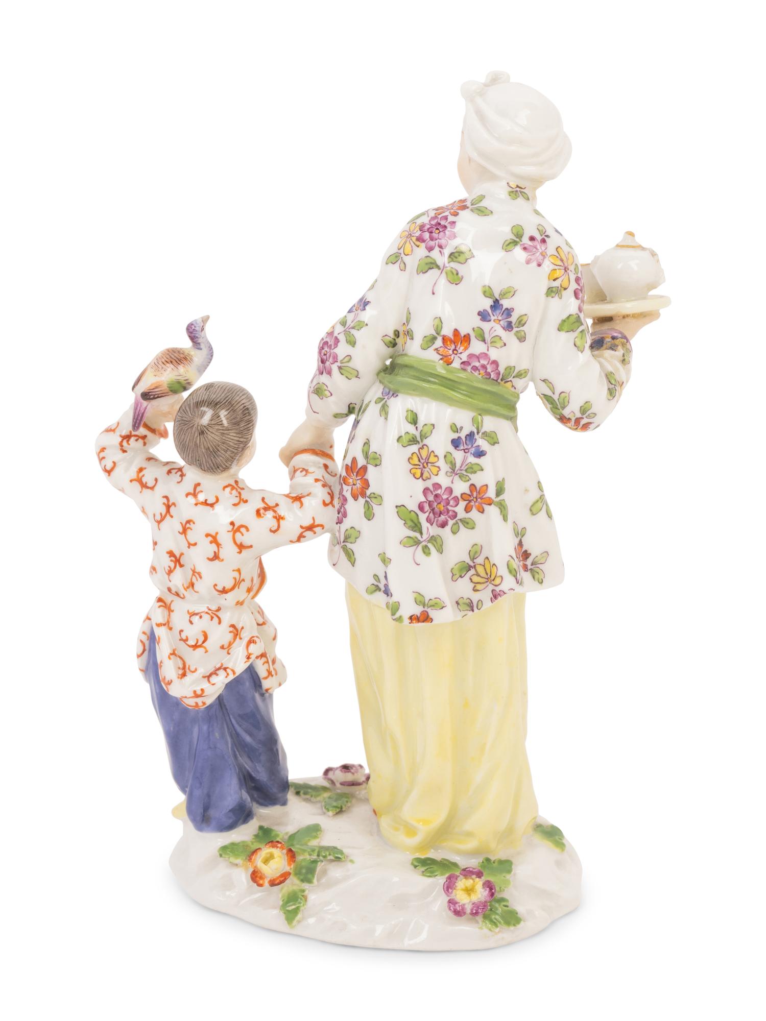 A Meissen Porcelain Chinoiserie Figure of a Lady and Child