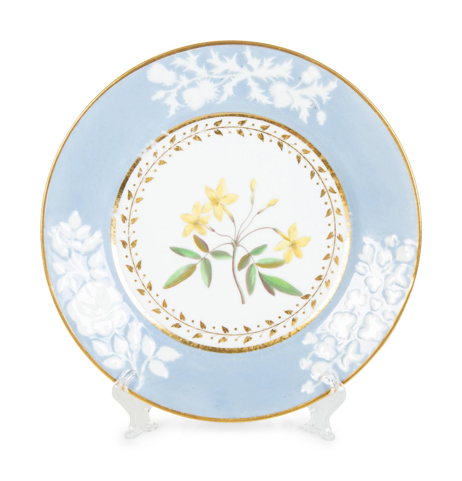 A Group of Fourteen Worcester Chamberlain Porcelain Botanical Plates — 19TH CENTURY