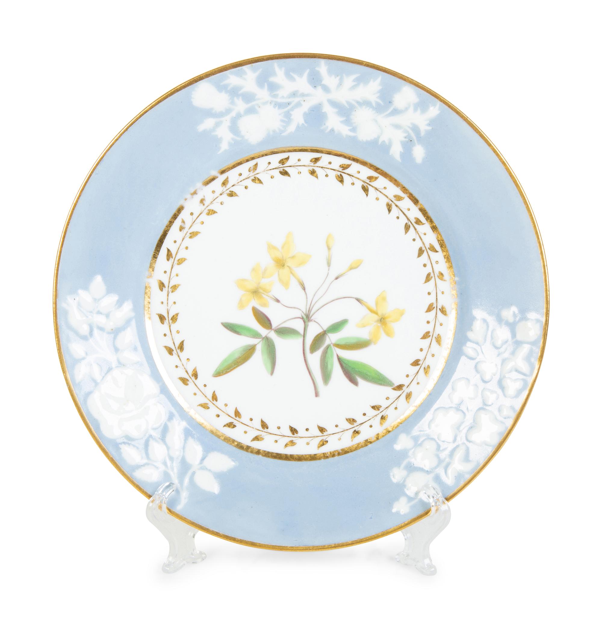 A Group of Fourteen Worcester Chamberlain Porcelain Botanical Plates — 19TH CENTURY
