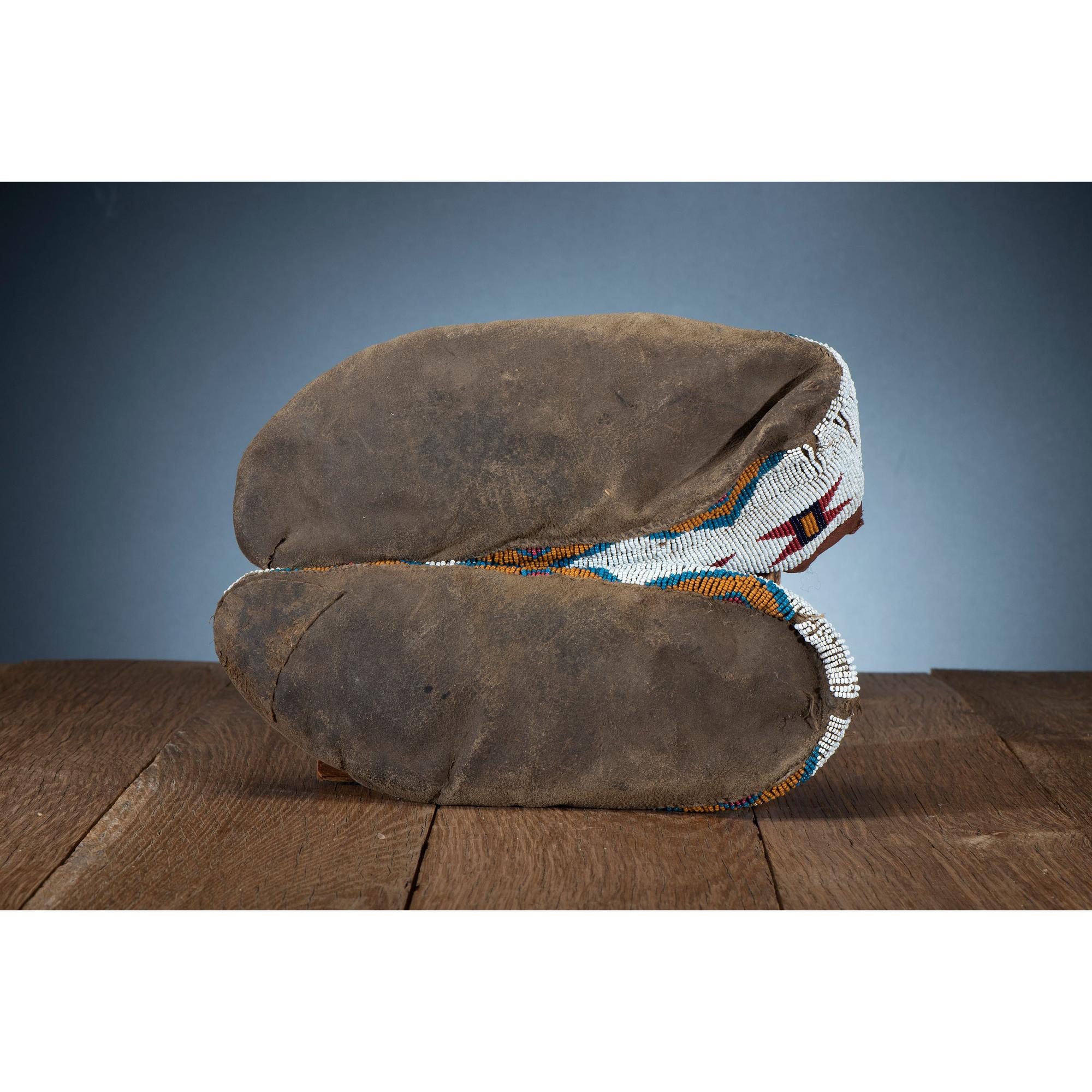 A'aninin Beaded Buffalo Hide Moccasins