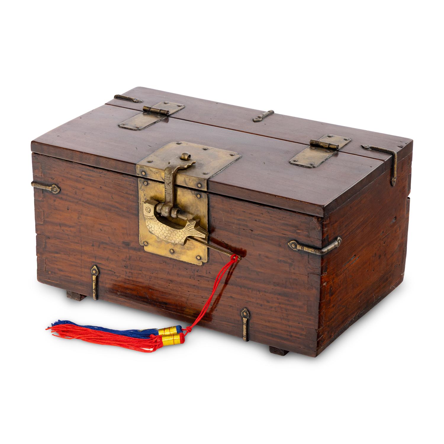 A Korean Brass Mounted Document Box