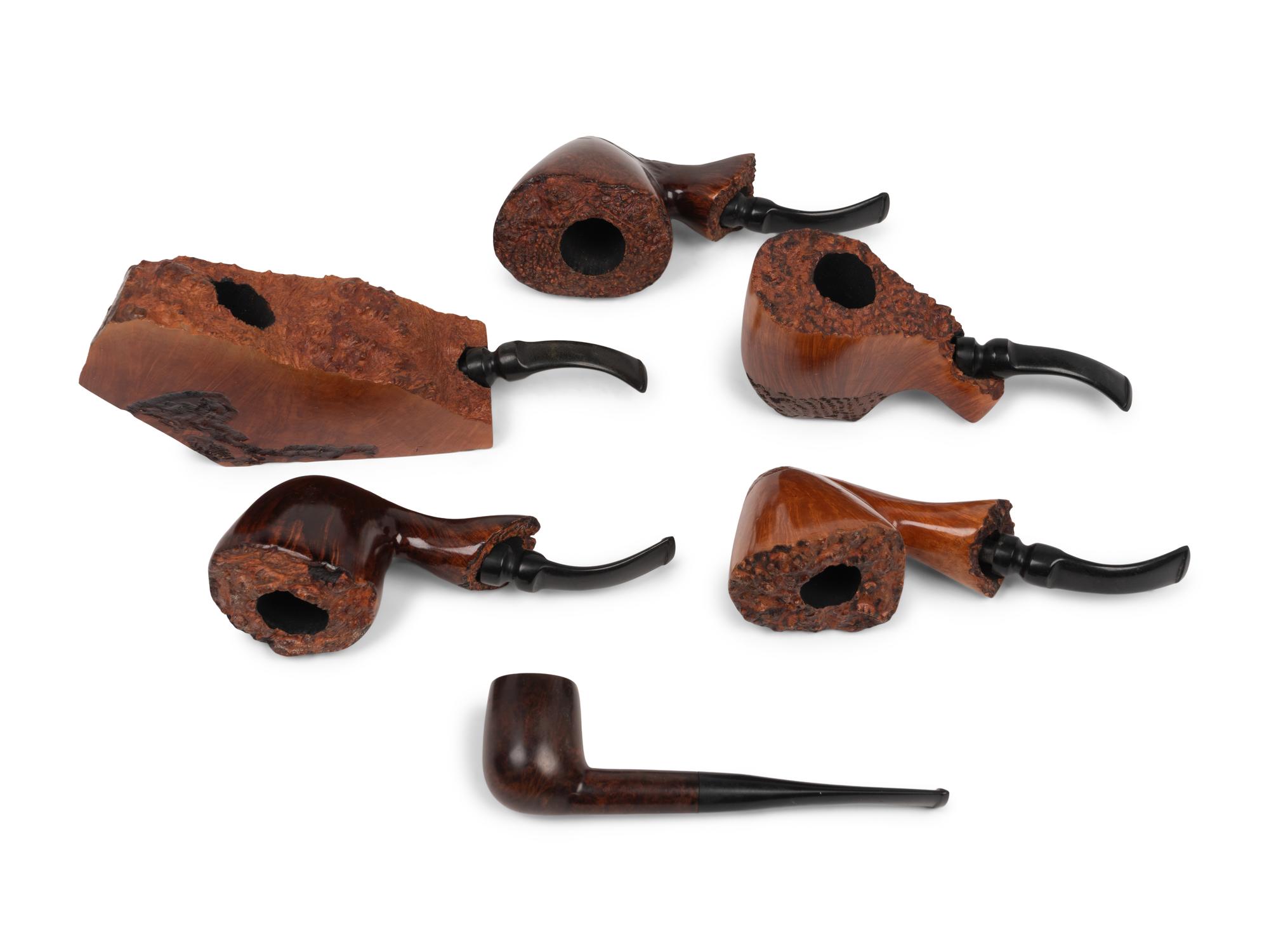 A Collection of Wood Smoking Pipes