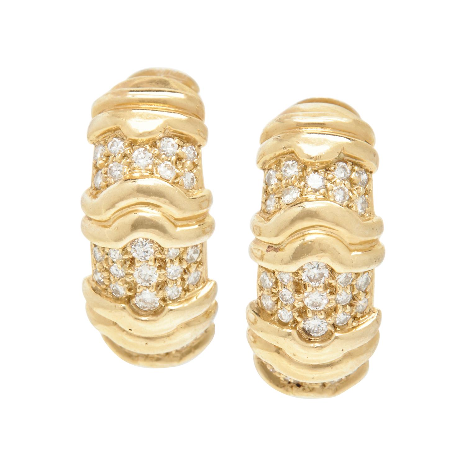 YELLOW GOLD AND DIAMOND HOOP EARRINGS