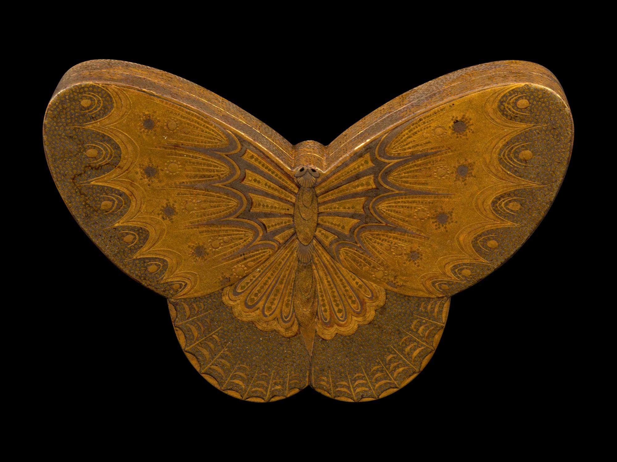 A Japanese Gold Lacquer Butterfly-Form Covered Box, Kobako