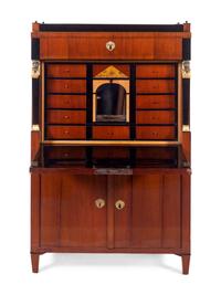 An Austrian Empire Parcel Ebonized and Gilt Mahogany Secrétaire à Abattant