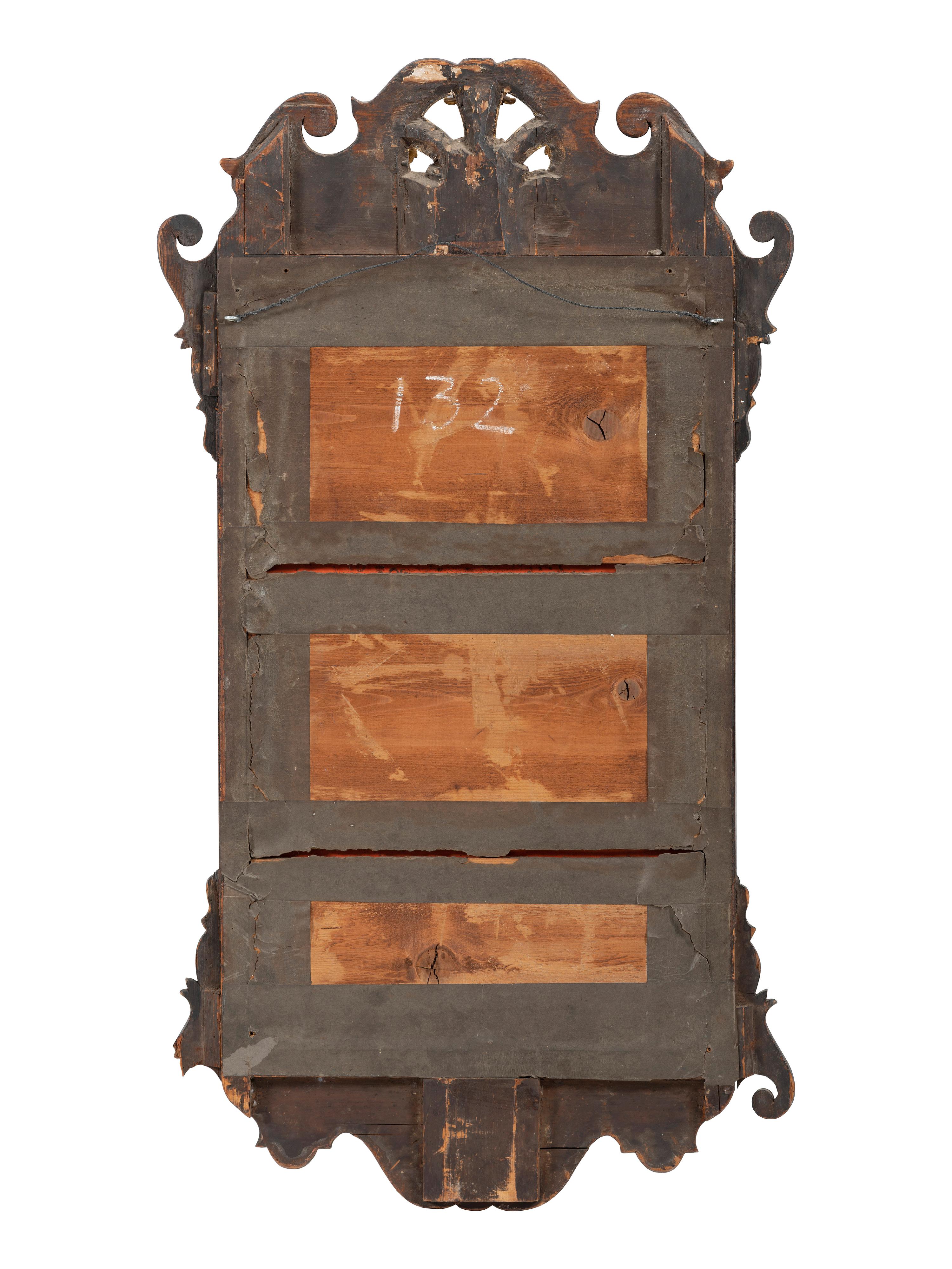 A Chippendale Style Parcel Gilt Walnut Looking Glass Mirror