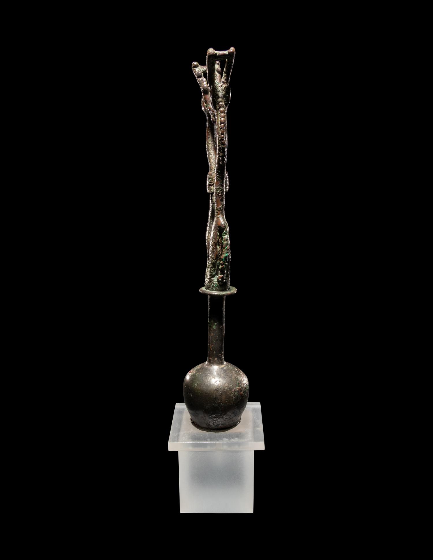 A Luristan Bronze Standard Finial with Two Ibexes