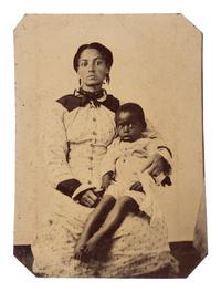 [AFRICAN AMERICANA - EARLY PHOTOGRAPHY]. Tintype of African American woman and child.