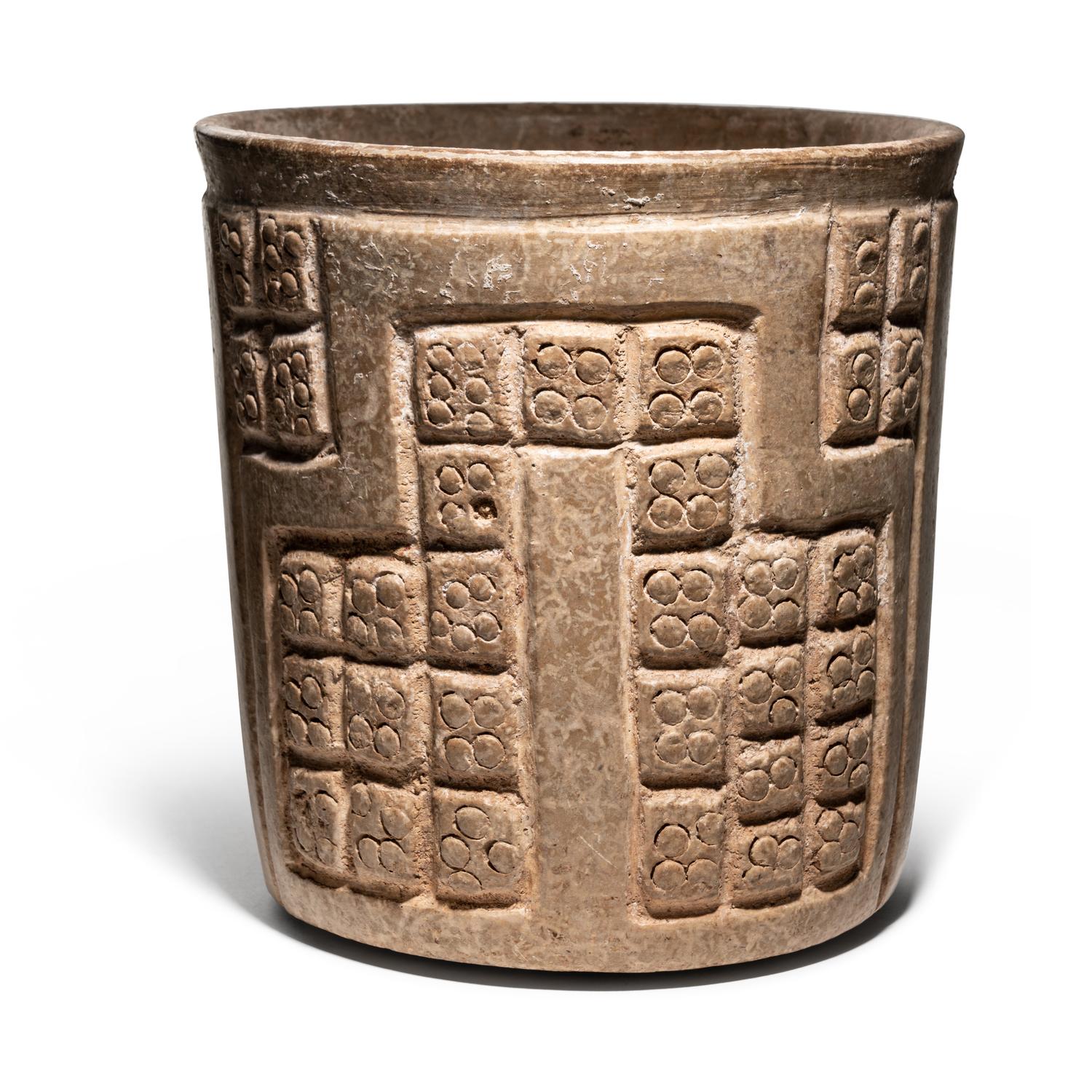 A Maya Creamware Incised Vase