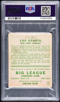 A 1933 Goudey Lou Gehrig Baseball Card No. 92 (PSA 3 VG)