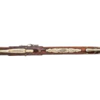 Ornate 19th Century German Silver Decorated Heavy Barrel Flintlock Rifle Signed "S.S."
