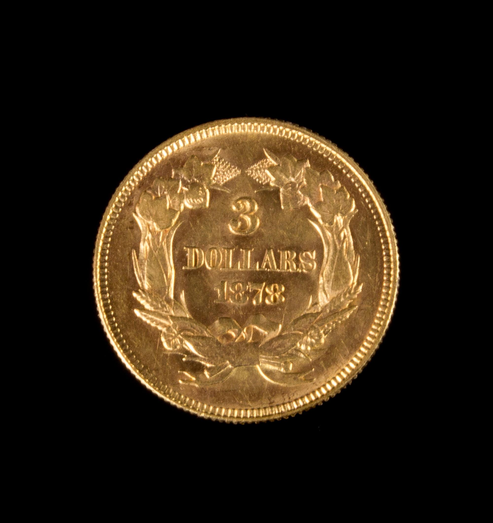 A United States 1878 Indian Princess $3 Gold Coin