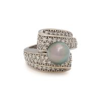TAHITIAN CULTURED PEARL AND DIAMOND RING