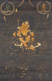 A Tibetan Thangka of Kubera, 18th/19th Century — 18-19世纪西藏财宝天王黑唐卡