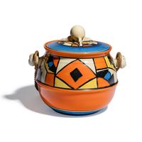 Clarice Cliff (English, 1899-1972) — Diamonds pattern Biscuit Barrel