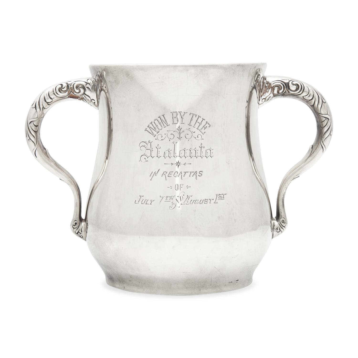 An Aesthetic Movement Sterling Silver Two-Handled Yacht Racing Trophy
