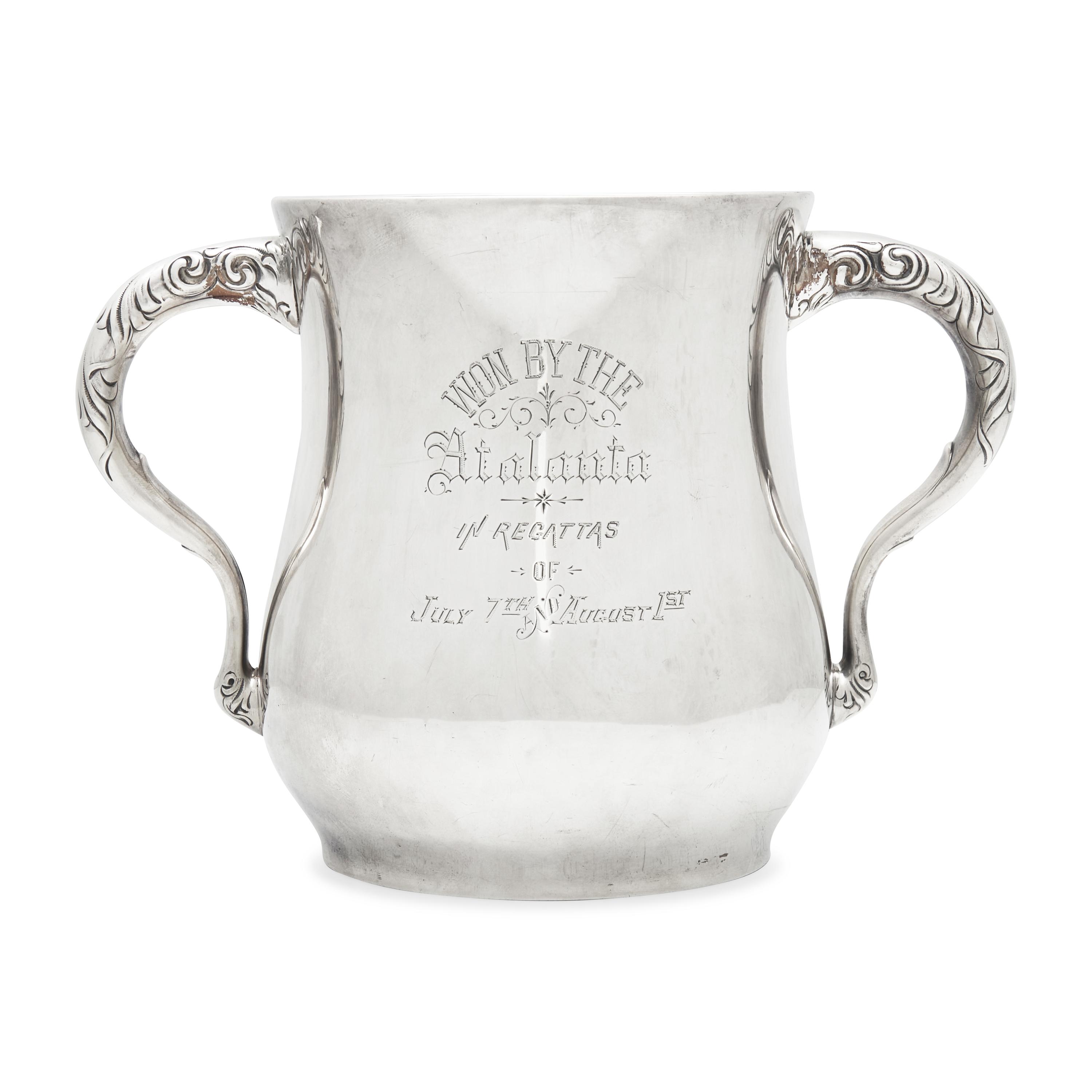 An Aesthetic Movement Sterling Silver Two-Handled Yacht Racing Trophy