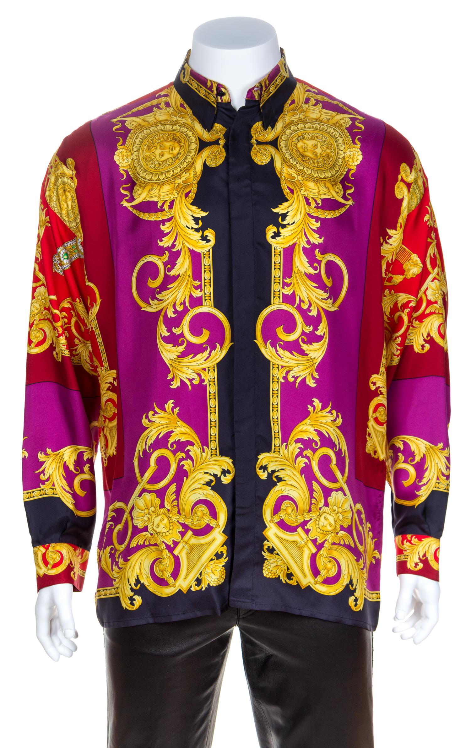 A Gianni Versace Silk Print Shirt, Size 54.