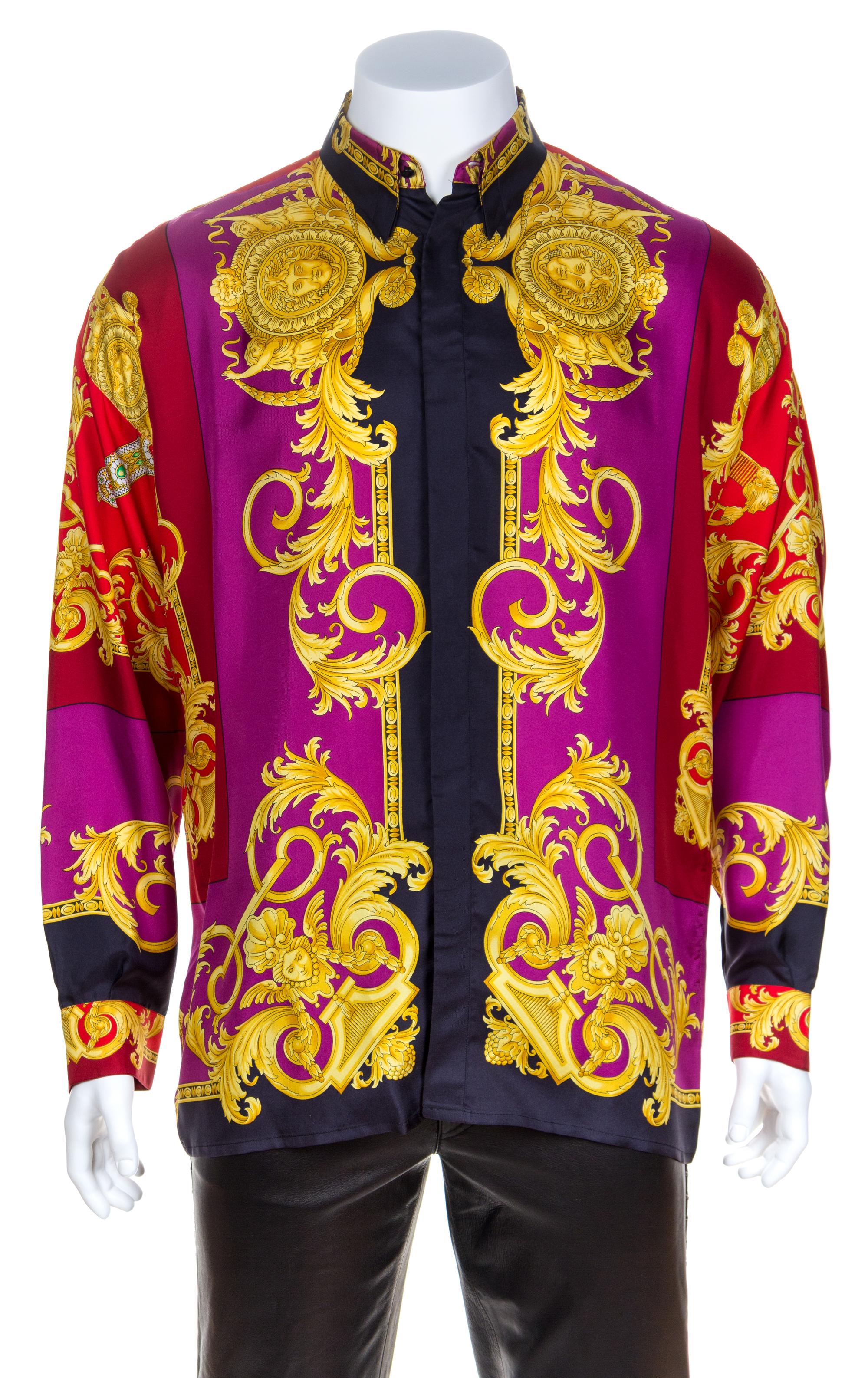 A Gianni Versace Silk Print Shirt, Size 54.