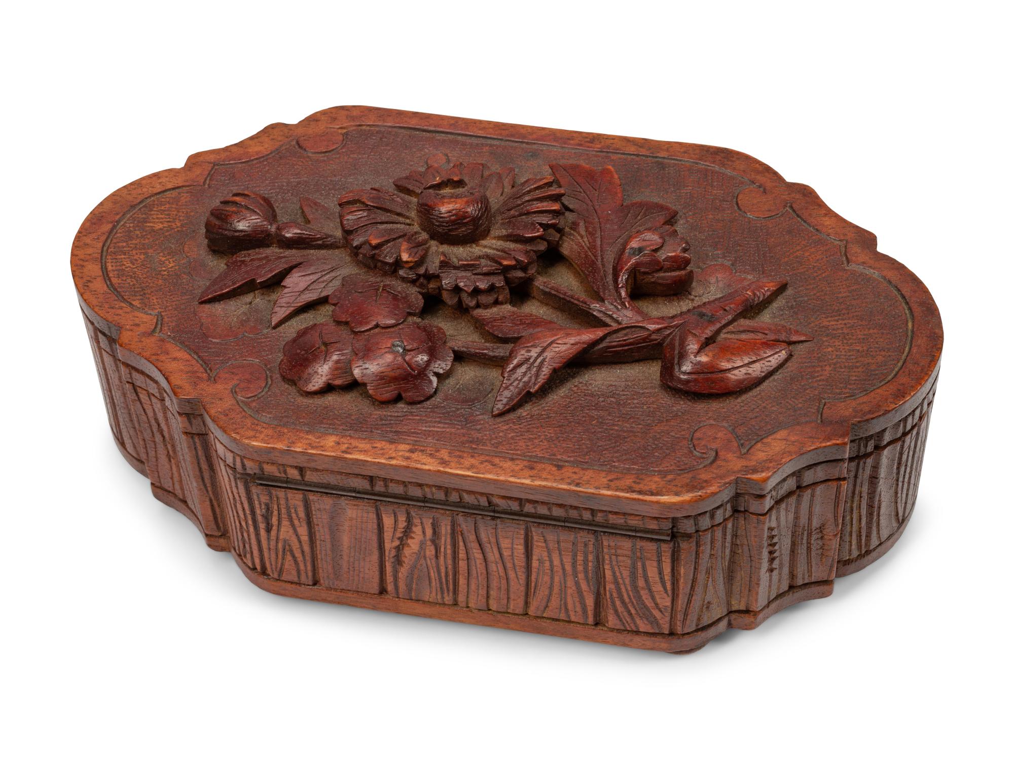 Six Continental Carved Wood Boxes