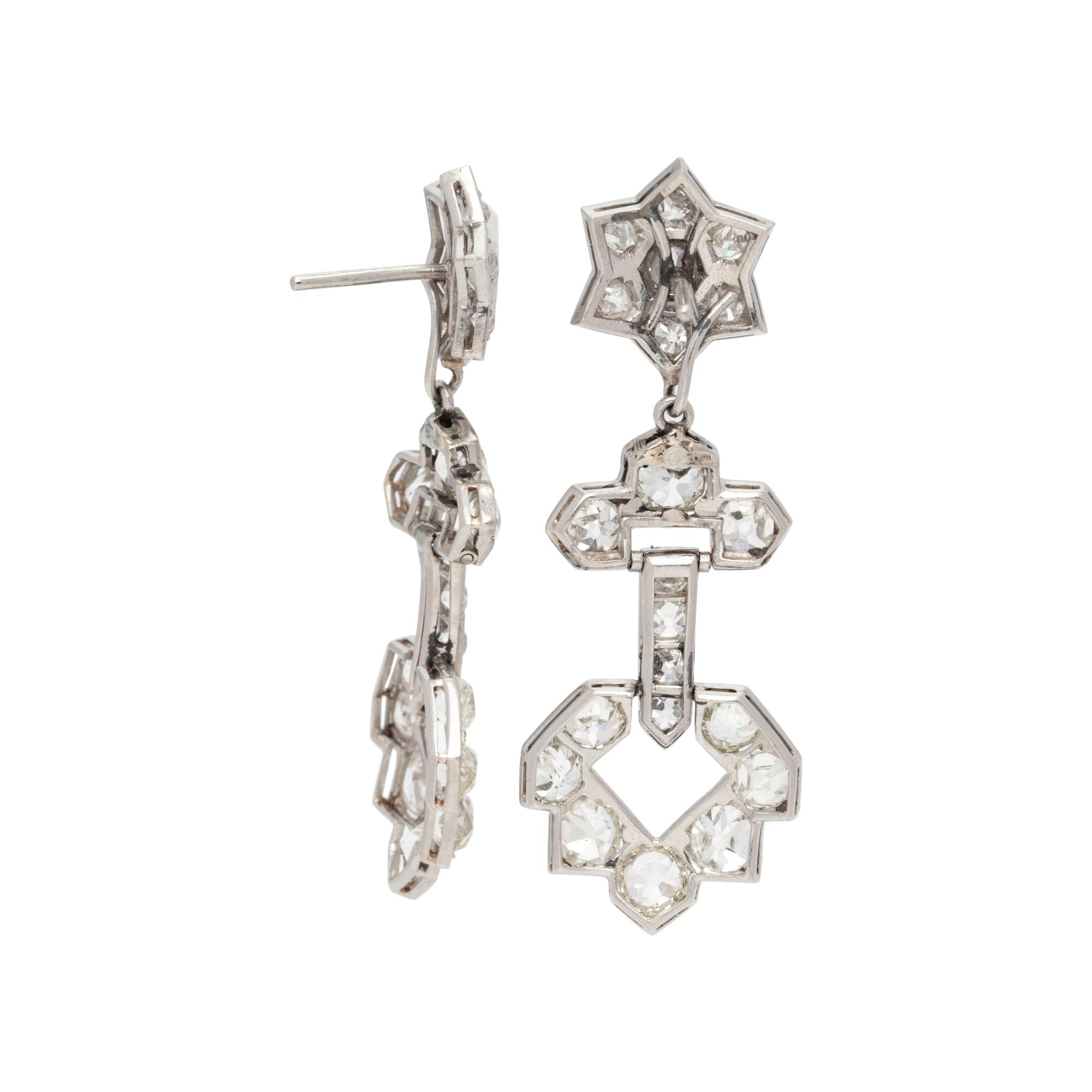 ANTIQUE, CONVERTIBLE DIAMOND EARRINGS