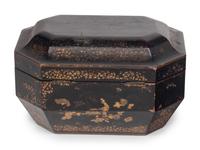 A Chinese Export Lacquer Tea Caddy