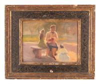 Children in the Park , At the Beach , The Park Bench and Reading the Newspaper (four works)