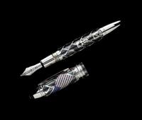 A Montblanc Stars and Stripes: 50 Limited Edition Solid Gold Skeleton Fountain Pen