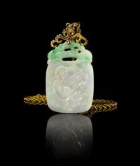 A Carved Apple Green and Celadon Jadeite Plaque — REPUBLIC PERIOD